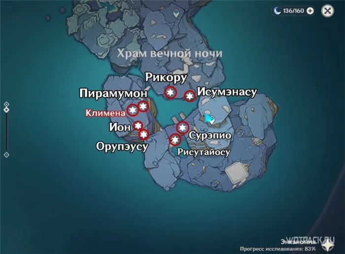 карта призраков Фаэтонов в храме вечной ночи