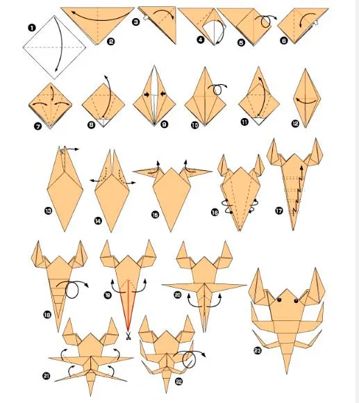 Оригами схема скорпиона