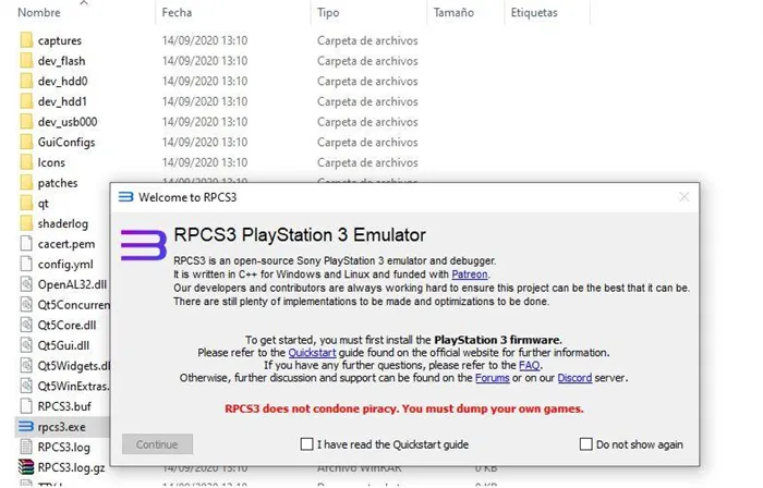 Установите прошивку PS3 RPCS3