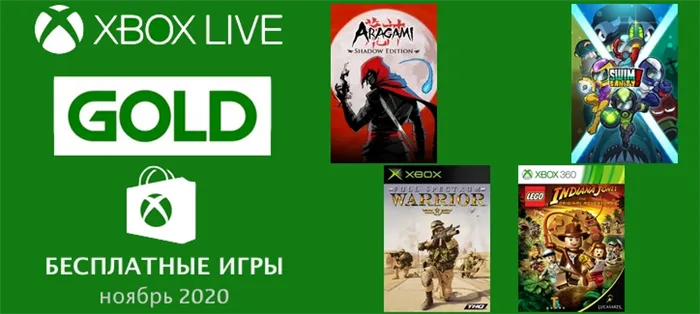 Бесплатные игры Gold для XboxOne и 360 в ноябре 2020 года