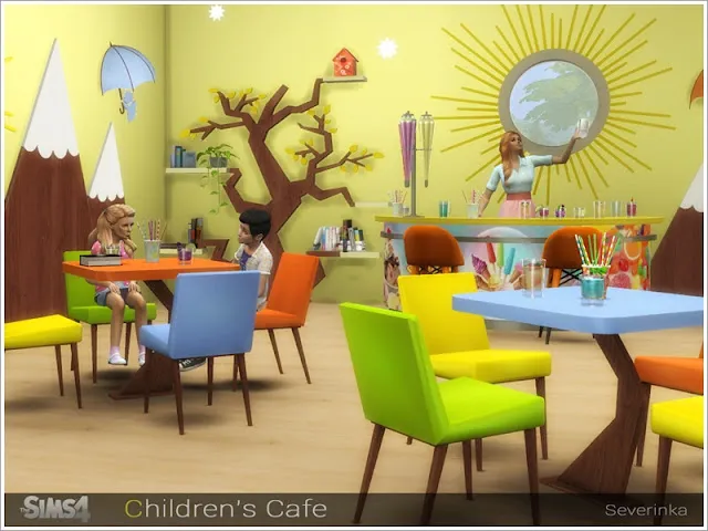 Кофейня и ресторан - мебель и декор для Sims 4 со стреляющими ссылками