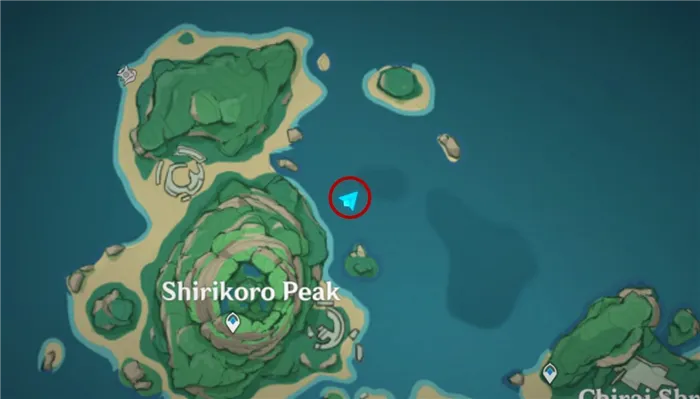 Расположение второго камня в форме звезды на карте (фото Hara-Kami Impact)
