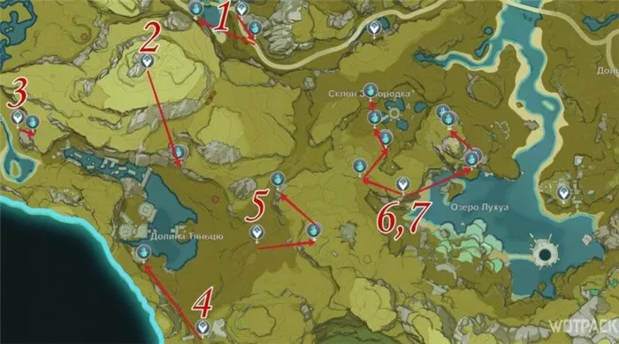 Хрустальные осколки на карте Лиюэ