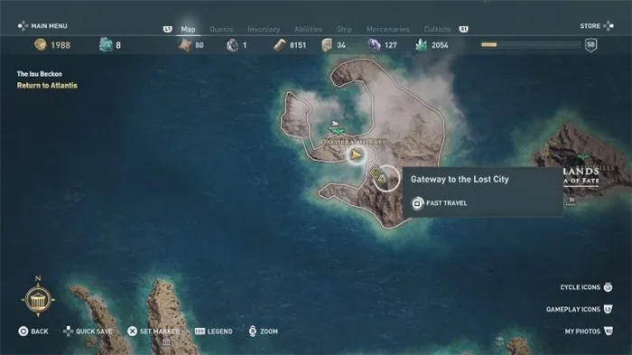 To get to the gates of the ancient city you need to move to Gateway to the Lost City - How to get to Atlantis in Assassins Creed Odyssey Fate of Atlantis DLC? - FAQ - Assassins Creed Odyssey Guide