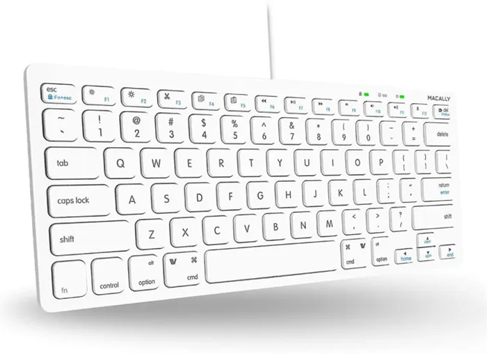 Amazon.com: Macally USB Wired Keyboard for Mac and Windows PC - Plug and Play Apple Keyboard with 78 Scissor Switch Keys and 13 Shortcut Keys - Compact & Small Keyboard that Saves