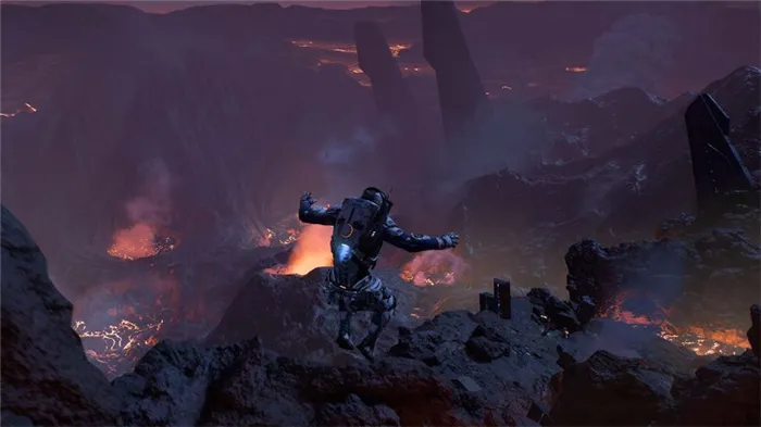 Главный игры Mass Effect: Andromeda герой прыгает в лаву