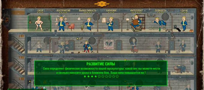 Fallout 4 система развития персонажа, распределение очков S.P.E.C.I.A.L.